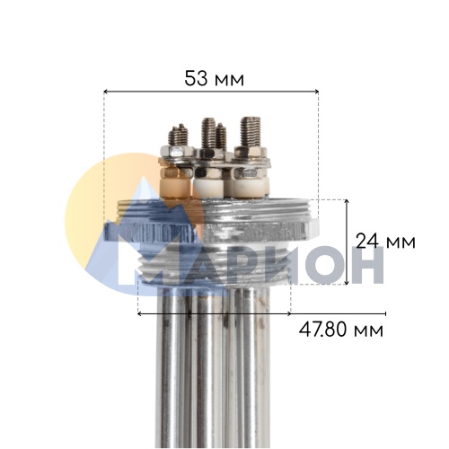 Блок ТЭН-12,0кВт, 380В  (460мм.) G1 1/2"  нерж/нерж (трубка + колпак) JH